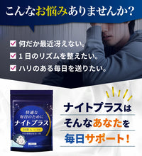 Tải hình ảnh vào trình xem Thư viện, Night Plus Japanese Stress Relief Supplement | GABA L-Theanine Glycine | 30-Day Supply